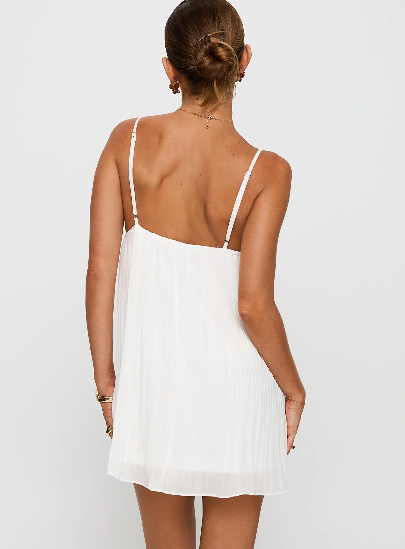 Baby Honey Pleat Mini Dress White